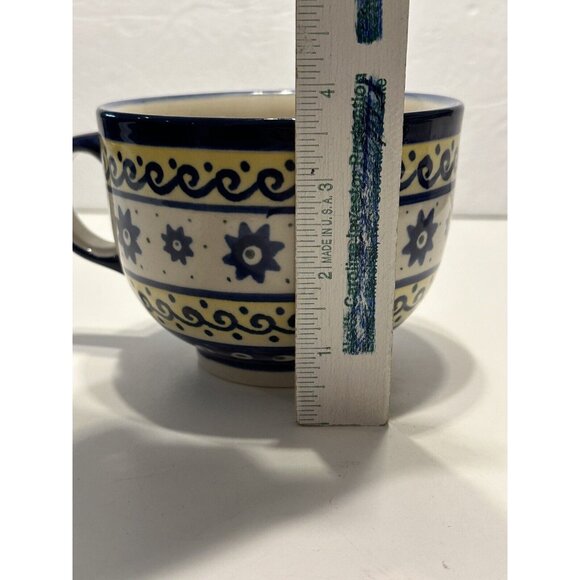 boleslawiec polish Art pottery Large Coffee Tea mug Soup Bowl Handle Yellow Sun - Picture 6 of 7